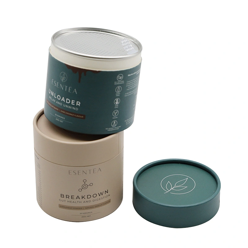 Recycled Round Cylinder Paper Tube Packaging Food Grade Airtight Easy Peel Off Paper Tube Packaging For Food Coffee Tea