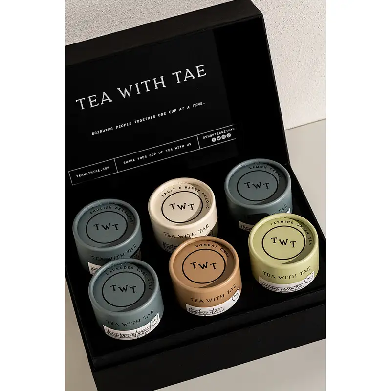 Custom Luxury Rigid Cardboard Magnetic Gift Tea Cylinder Set Packing Box Paper Tea Packaging Box with Insert