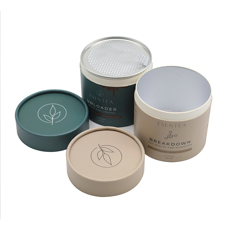 Recycled Round Cylinder Paper Tube Packaging Food Grade Airtight Easy Peel Off Paper Tube Packaging For Food Coffee Tea