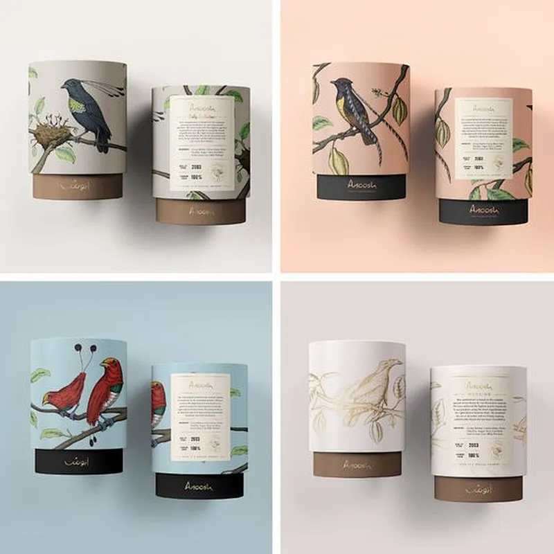 Eco Friendly Black Cardboard Cylinder Tea Tube Packaging Box Recycled Customized Different Design Paper Tube Packaging