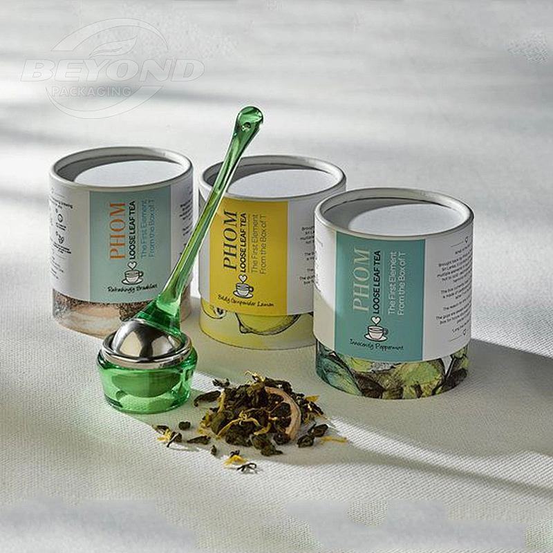 Custom Food Grade Recycled Cardboard Cylinder Herbs Tea Coffee Packaging Box Round Matt Lamination Paper Tube Packaging