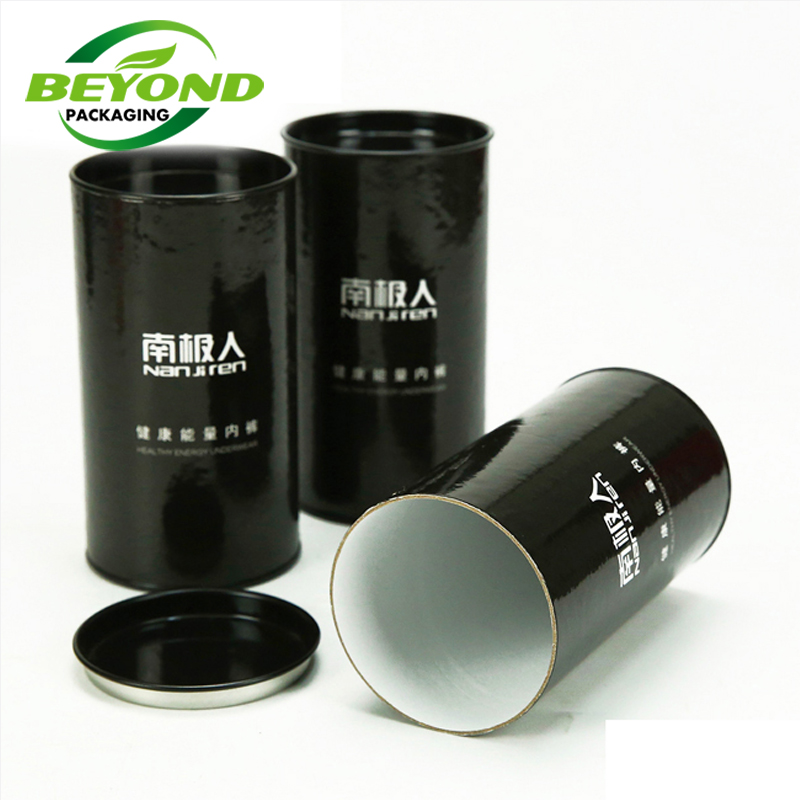 Luxury Eco Friendly Round Cylinder Food Grade Paper Tube With Metal Lid For Coffee Bean Packaging Custom Design