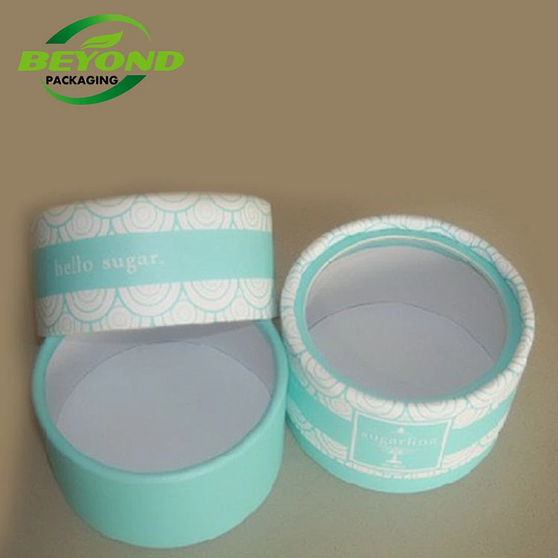 Eco Friendly Round  Cylinder  Recyclable Craft Card Box Paper Tube Food Chocolate Candy Gift Box Packaging with PET Window