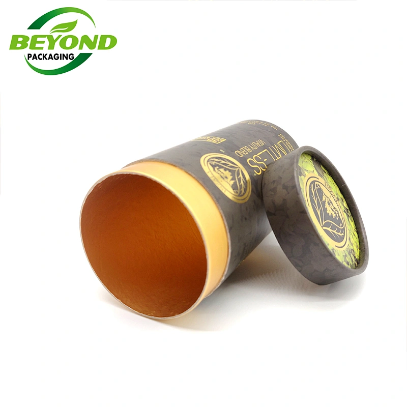 Custom 100% Recycled Biodegradable Food Grade Cylinder Packaging Kraft Cardboard Empty Kraft Paper Tubes for  Loose Leaf Tea