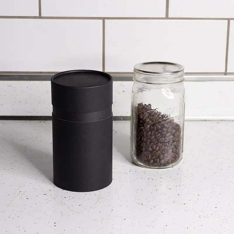 Eco Friendly High Quality Kraft Cardboard Container Paper Tube Packaging Black Food Grade Material for Coffee Bean