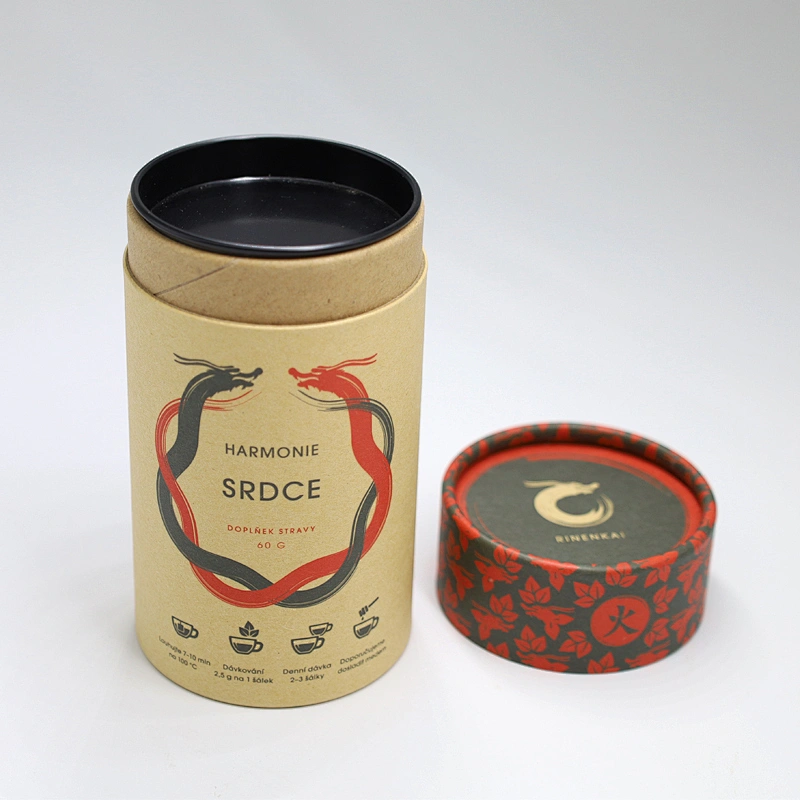Customized Round Recycled Cardboard Cylinder Packaging Standard Air Tightness Tea Food Grade Paper Tube Package