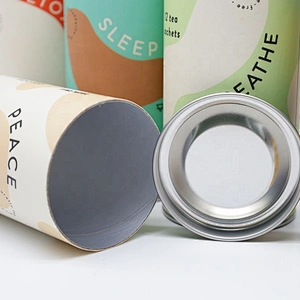 Round Cylinder Eco Friendly High Quality Kraft Cardboard Paper Tube With Metal Lid Food Grade Material For Powder/Coffee Bean