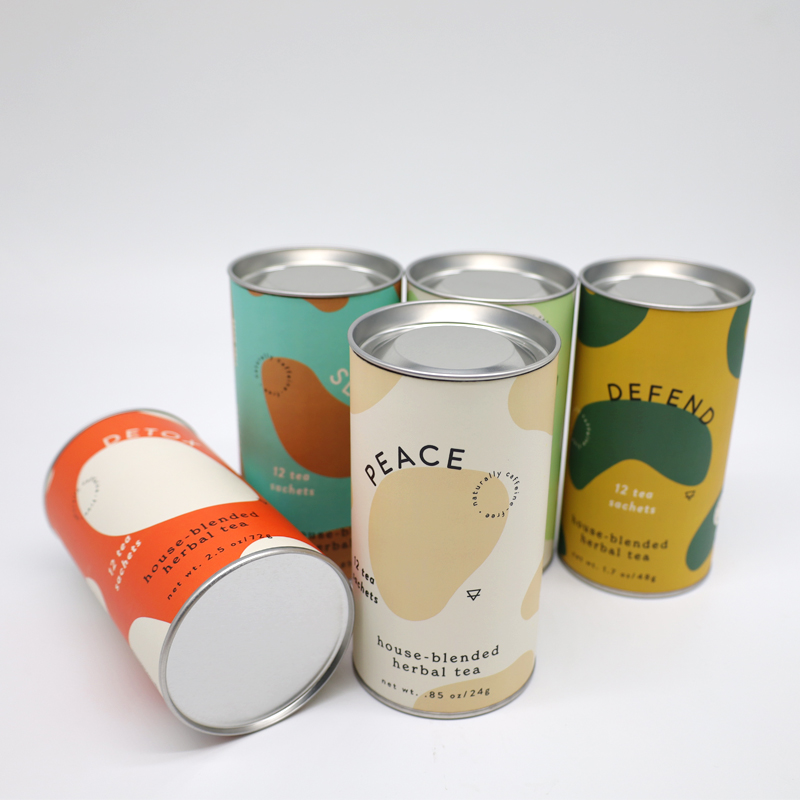 Customized Packaging With Metal Lid Biodegradable Tube Loose Leaf Tea Can Cylinder For Coffee/Protein Powder Paper Packaging