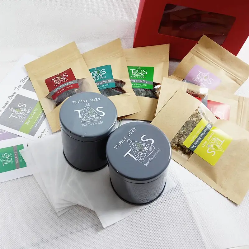 Customized Printed Food Grade Aluminum Foil Flat Bottom Brown Kraft Paper Zipper Tea/Coffee Packaging Bags In Stock