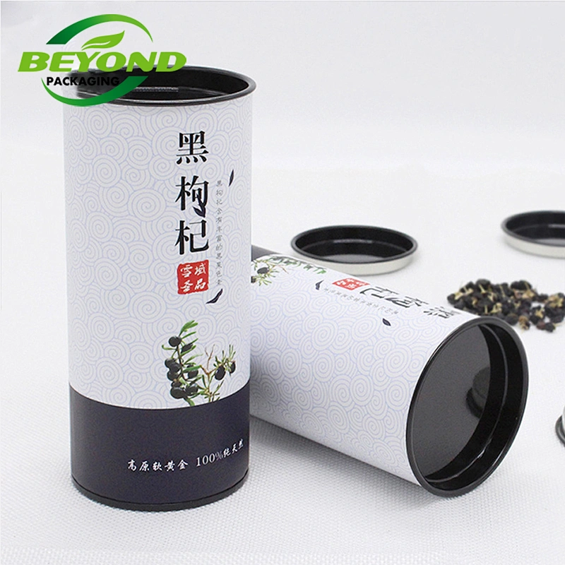Custom Cylindrical Sugar Packaging Box Foil Lined Cardboard Tube Food Grade Paper Tube Eco-friendly Packing With Metal Lid