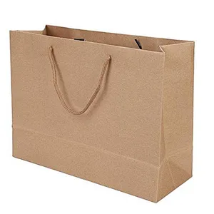 Brown Kraft Paper Eco Friendly Biodegradable High Quality OEM Logo Printed Gift Shopping Bag With Handle