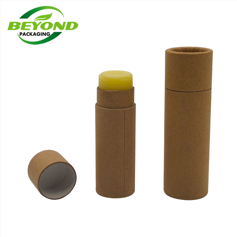 Custom Deodorant Stick Packaging Push up Craft Kraft Paper 0.25ml 5g Lip Balm Degradable Tube Cardboard Cylinder Packaging