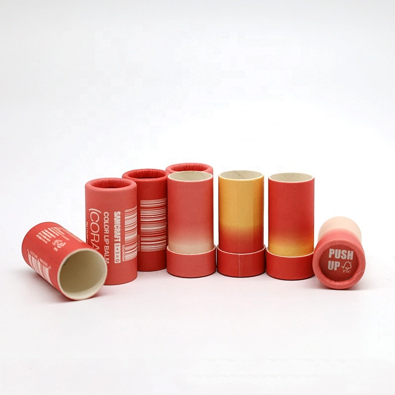 High Quality Round Cylinder Biodegradable Push Up Paper Tube With Long Lid For Deodorant Stick Or Lip Balm