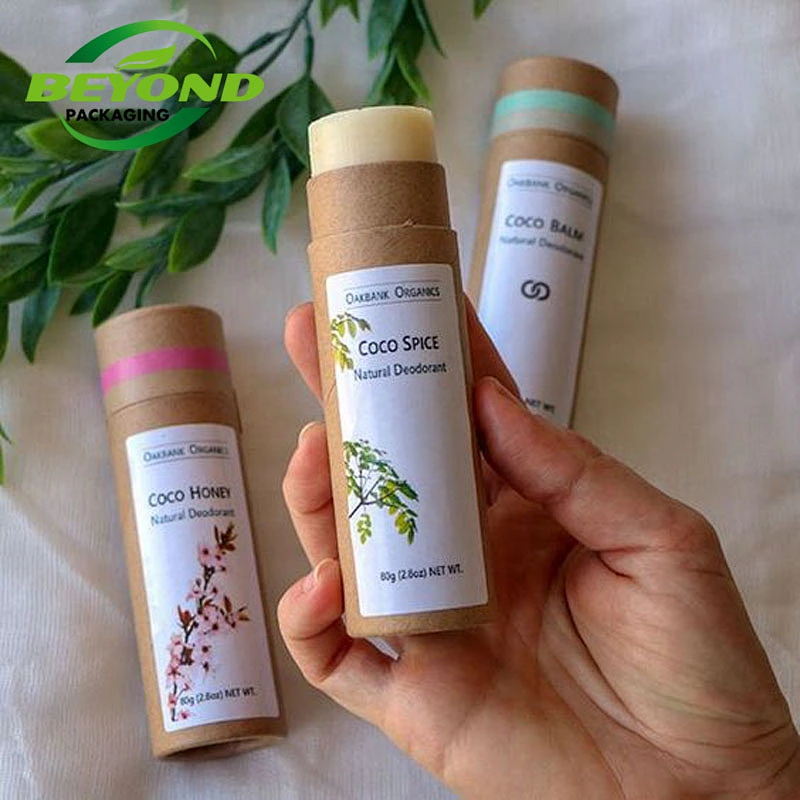Custom Biodegradable Eco- friendly  Cardboard Lip Balm Containers  Push Up Kraft Round Paper Tubes Cylinder Packing