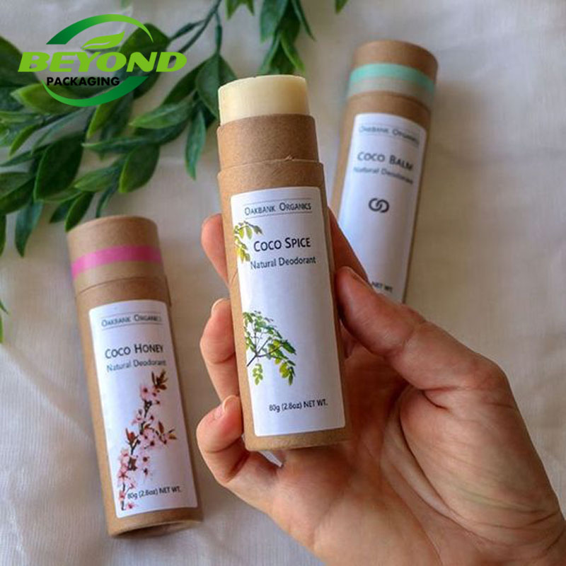 Custom Biodegradable Cardboard Lip Balm Push up 3oz kraft Paper Tube Container Packaging Deodorant Cylindrical Tube Packing