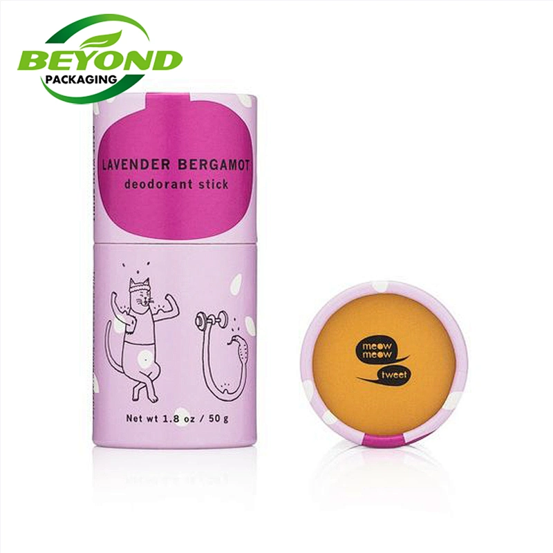 Custom Cylindrical Packaging Lip Balm empty Lip Stick Tube cardboard push up Deodorant Container Biodegradable Packaging