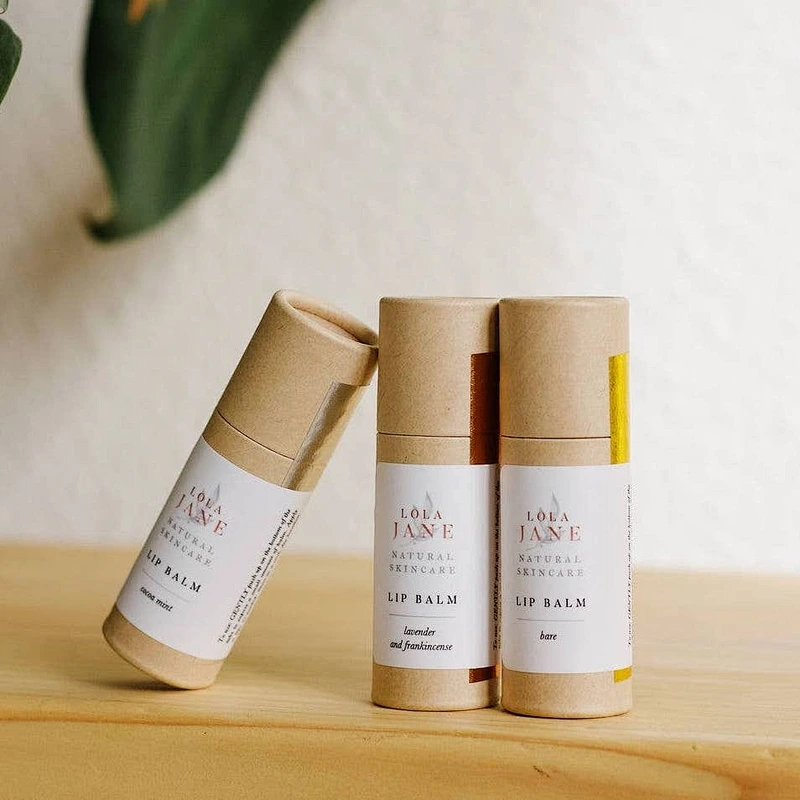 Custom Eco- friendly Biodegradable Recycled Paper Lip Balm Small Deodorant Container Push up  Kraft Paper Tube Packaging
