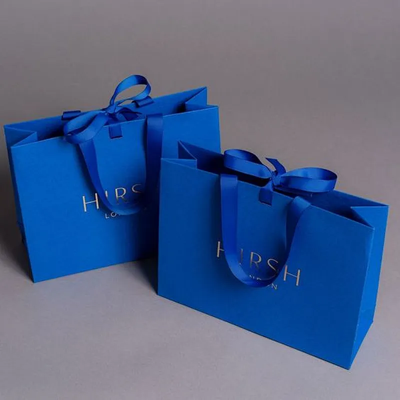 Custom waterproof flower packaging sleeve printing color card paper bag with long ribbon handle