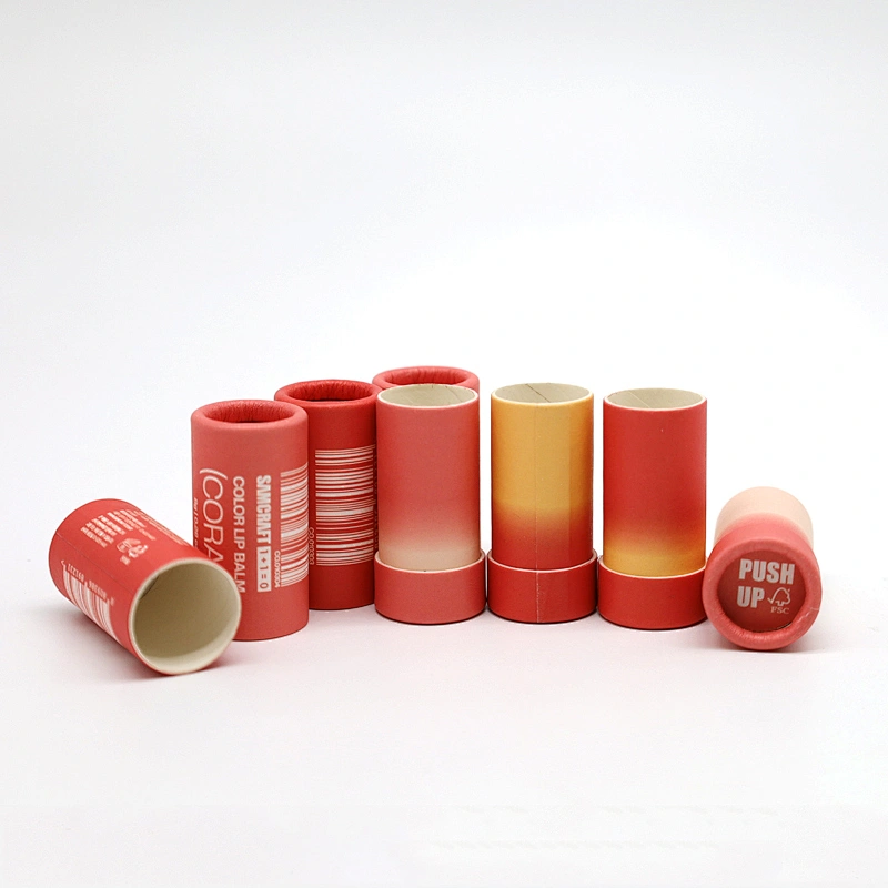 High Quality Round Cylinder Custom Design Biodegradable Container Push Up Paper Tube For Lip Balm Deodorant
