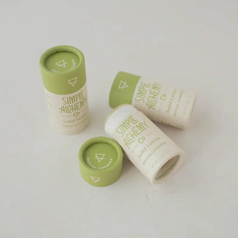 Custom Push up Cardboard Eco- friendly Lip Balm Tube of 1.5 oz Push up Deodorant Containers Paper Cardboard Cylinder Packaging