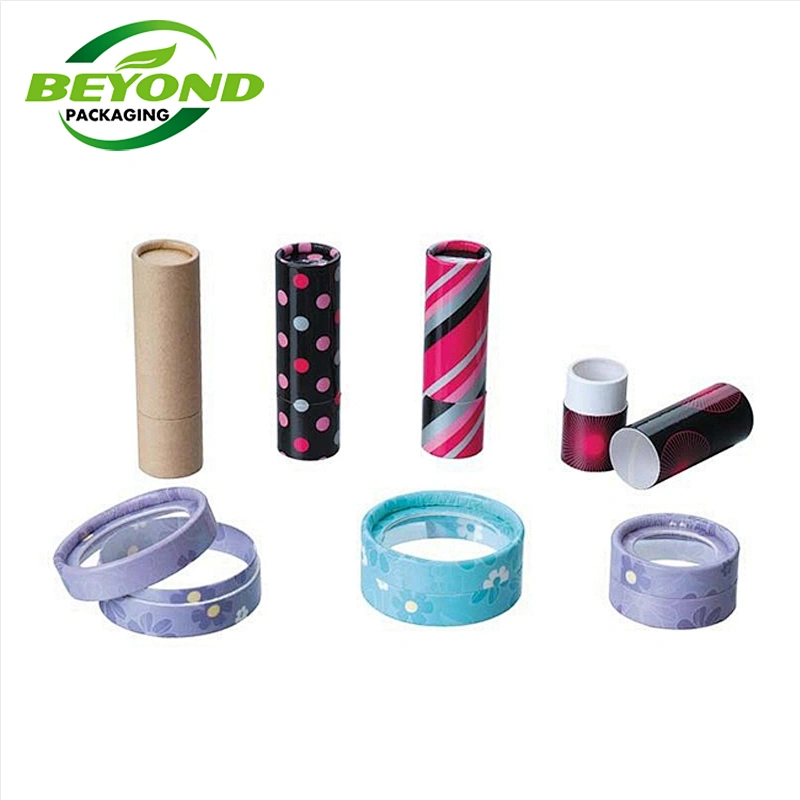 Custom Kraft Cardboard push-up Paper Tube Lip Balm Container Eco Friendly Biodegradable Recycled Cylindrical Packaging