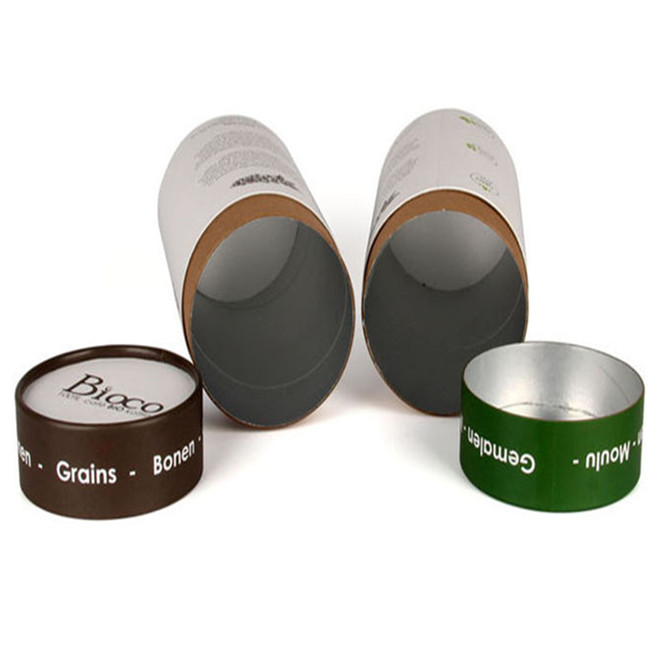 Custom Metal Lid Tea Packaging Cardboard Canister Can Cylinder Biodegradable Coffee Cylinder Kraft Tea Food Packaging Boxes