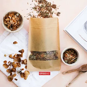 Customized Biodegradable Recycled Kraft Food Zipper Aluminum Foil Bags Logo Printing Stand Up Pouch For Snack Packaging