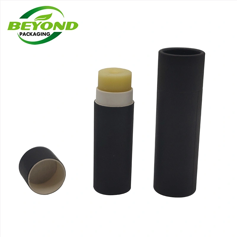 Biodegradable Packaging Custom Black Kraft Paper Cardboard Cosmetic Gift Tube For Lip Balm Push Up Paper Tubes