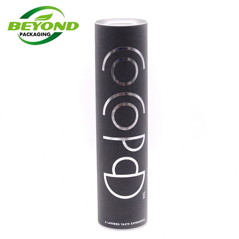 Eco-friendly Round Custom Cardboard Kraft Food Grade Paper Tube with Mental Lid for Coffee Bean Loose Tea Leaves 100g Packaging