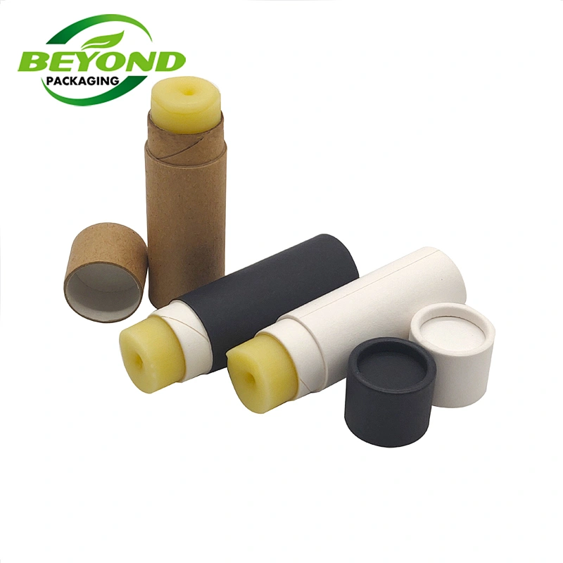 Custom Biodegradable Packaging Deodorant  Tube Container 10ml Push up Cardboard Tube of 1.5 oz  Lip Balm Cylinder Tube Packaging