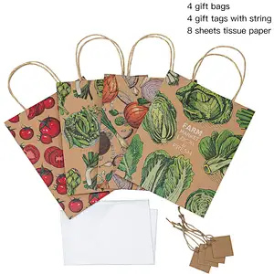 Custom Printed Your Own Logo cardboard Packaging Brown Kraft Gift Craft Shopping Paper Bag With Outside Handles