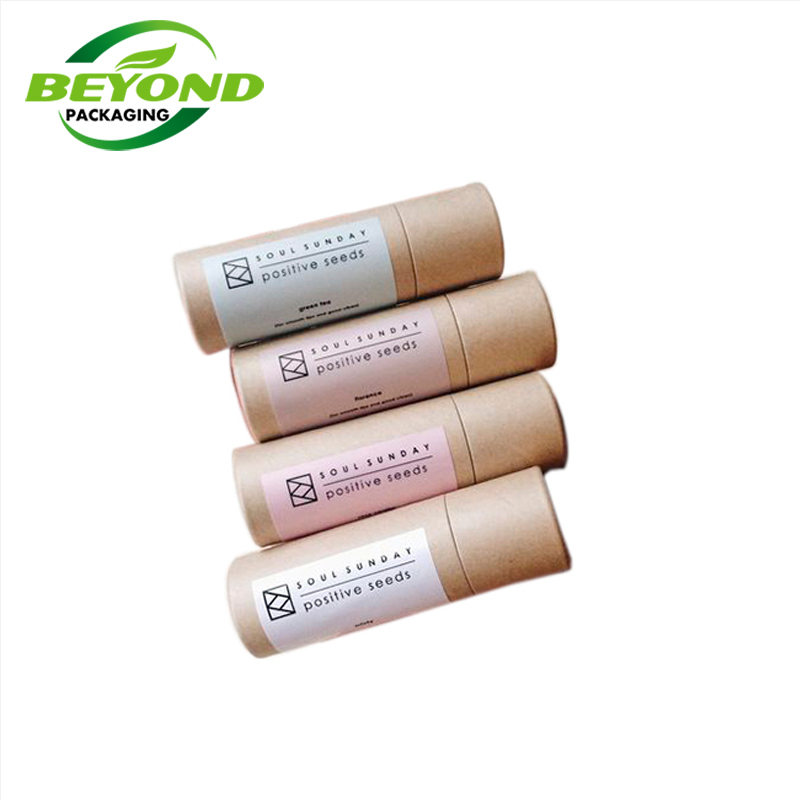 Customized Logo Lipstick Tube Lip Balm Container Biodegradable Push up Paper Tubes for Round Deodorant Cylinder Tube Packaging