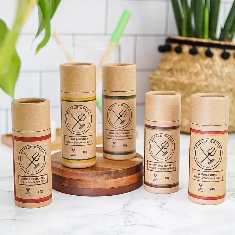 Wholesale Zero Waste Lip Balm Tube Packaging Round Natural Push Up Kraft Paper Tube Packaging Cylinder