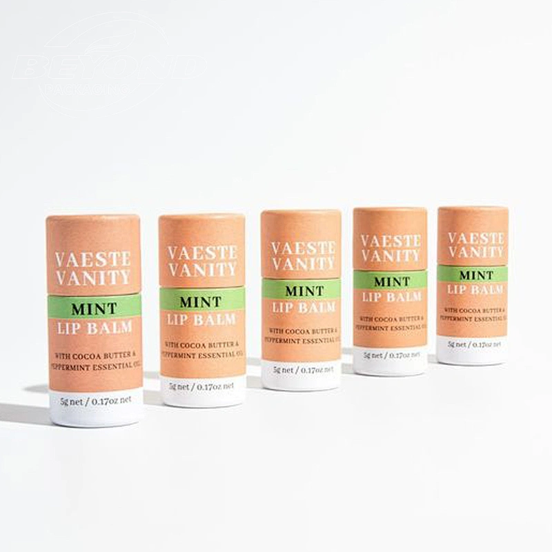 Customized Design Biodegradable Kraft Cardboard Push Up Deodorant Stick Container Paper Lip Balm Tube Packaging