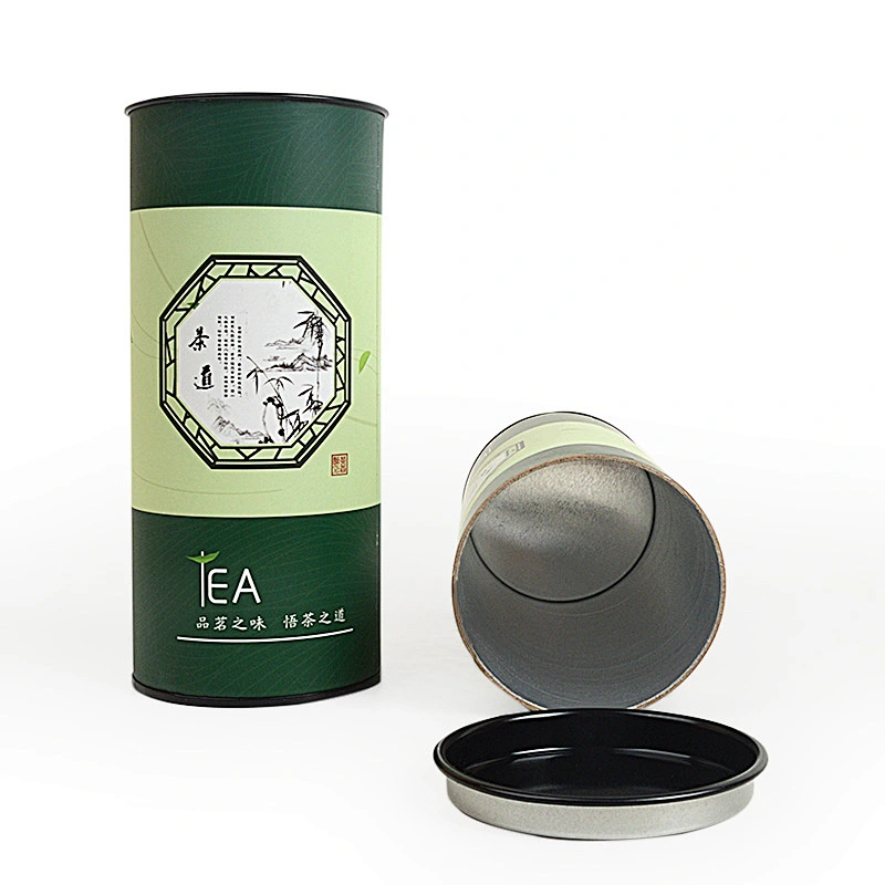 Custom Metal Lid Tea Packaging Cardboard Canister Can Cylinder Biodegradable Coffee Cylinder Kraft Tea Food Packaging Boxes