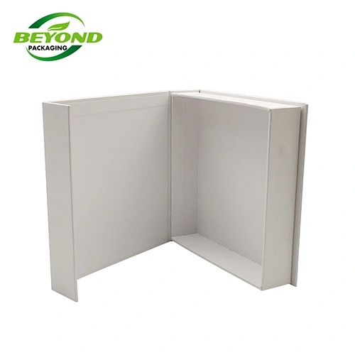 Luxury eco friendly custom book shape hard flip top white larger cardboard paper box magnetic gift box