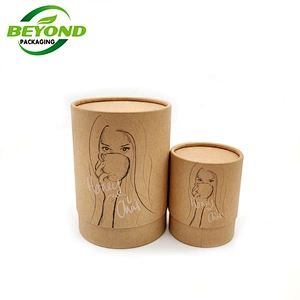 recycled eco friendly cylinder kraft food grade cardboard packaging customized logo paper tube with long lid