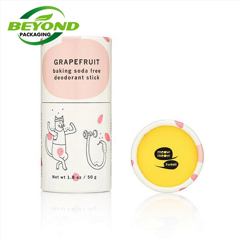 Custom Biodegradable Cardboard Push up Paper Tube Box eco- friendly Packaging for Deodorant Lip Balm Lip Sticks Glossy