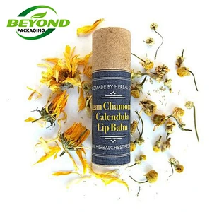 Custom Logo and Lip Balm Private label Deodorant Push up Kraft Recycled Paper tube Empty Tube 1.7 ml Round Cylinder Packaging