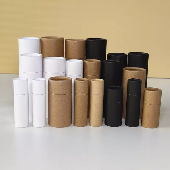 Custom Eco- friendly Biodegradable Lip Balm Push Up paper Tube Cardboard Round Tube Cylinder Packaging Round Box