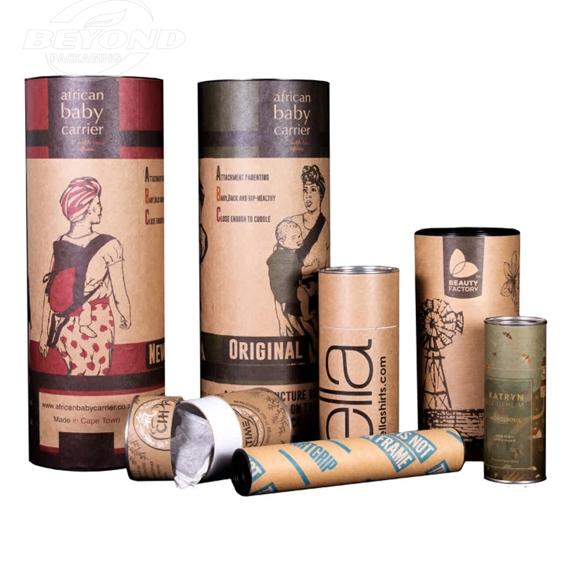 Custom Food Grade Kraft Paper Biodegradable Cardboard Tube Container for Protein Powder  Coffee Bean Loose Tea Packaging