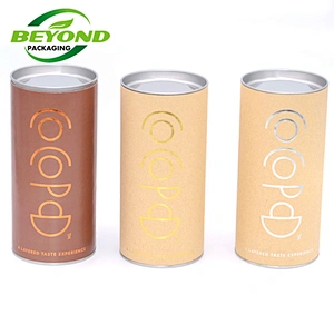 Eco-friendly Round Custom Cardboard Kraft Food Grade Paper Tube with Mental Lid for Coffee Bean Loose Tea Leaves 100g Packaging