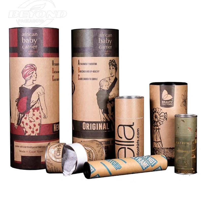 Eco-friendly Round Custom Cardboard Kraft Food Grade Paper Tube with Mental Lid for Coffee Bean Loose Tea Leaves 100g Packaging