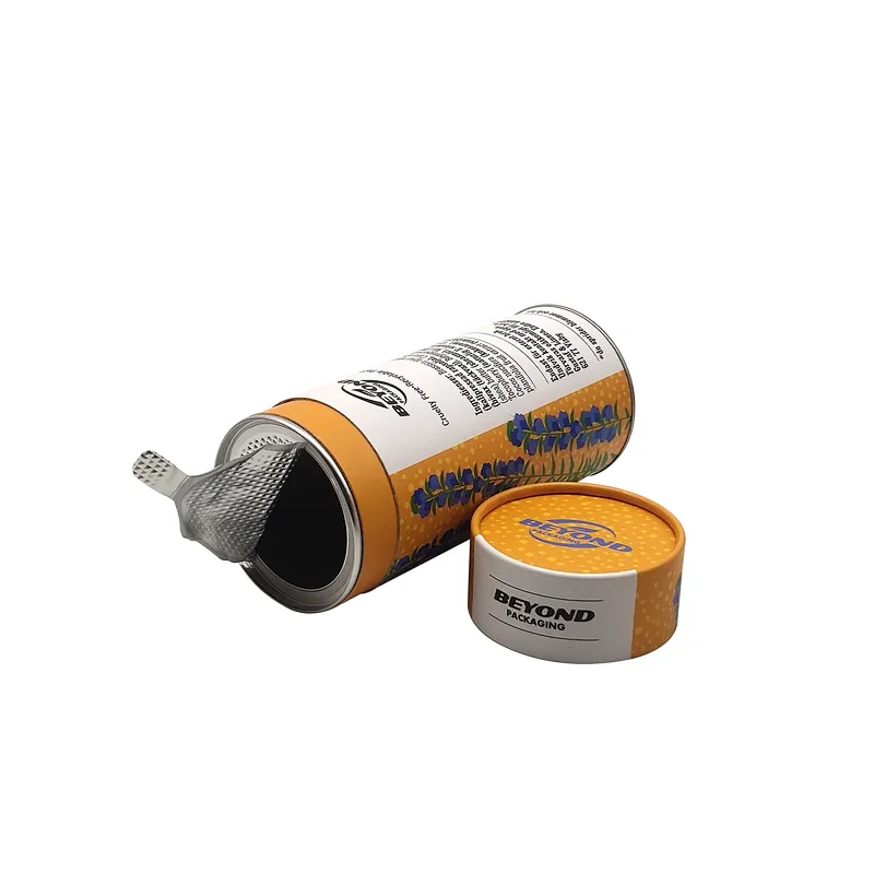 Wholesale Biodegradable Easy Open Food Grade Empty Food Paper Can Tube Cereal Round Packaging Airtight Paper Box For Tea