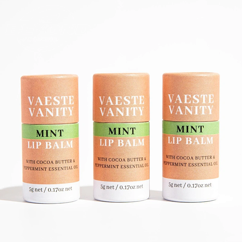 Customized Printing Biodegradable Eco Friendly Kraft Paper Packaging Cosmetic Cardboard Paper Tube  For Lip Balm