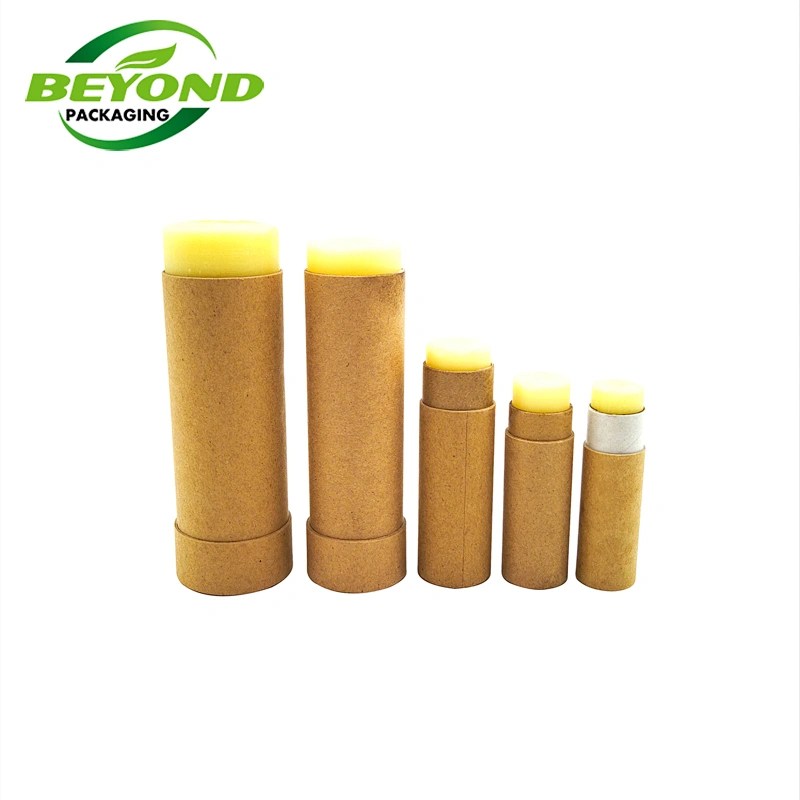 Custom Eco friendly Lip Balm Tube for Deodorant Sticks Push up Kraft Paper Tube Cylinder Round Box Recycled Packaging