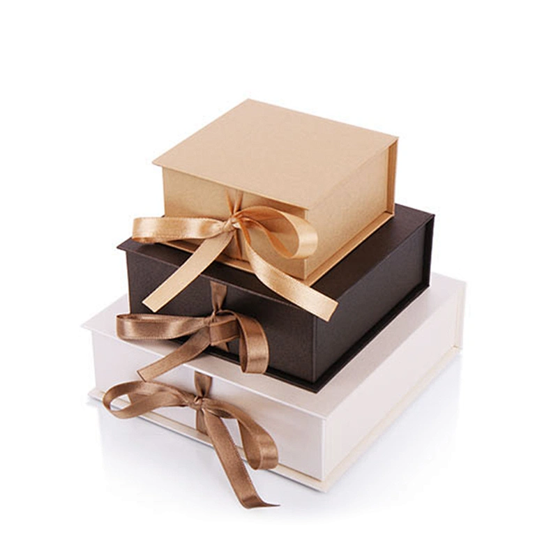 Custom Logo Biodegradable Cardboard Magnetic Gift Recycled Kraft Paper Box  Luxury Packing with Silk Ribbon for  Suit Shirt