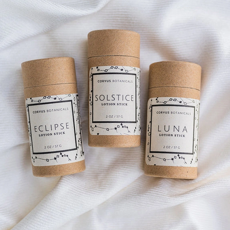 Wholesale Customized Brand Design Biodegradable Kraft Cardboard Push Up Deodorant Container Paper Lip Balm Tube Packaging
