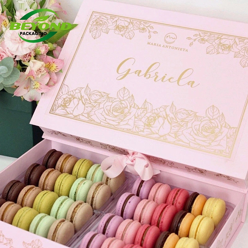 Food Grade High Quality Eco Friendly Biodegradable Paper Box Packaging Hot Sell Magnetic Closure Paper Box For Macaroons
