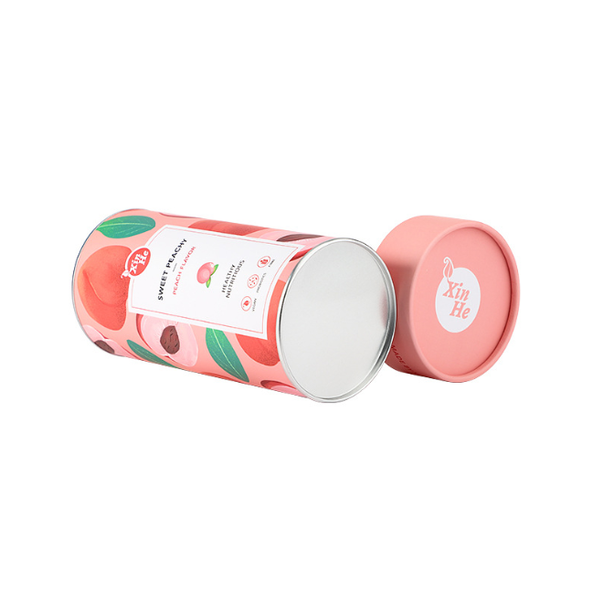 Wholesale Eco Friendly Food Grade Kraft Paper Round Paper Tube Box Canister Packaging With Metal Lid For Food